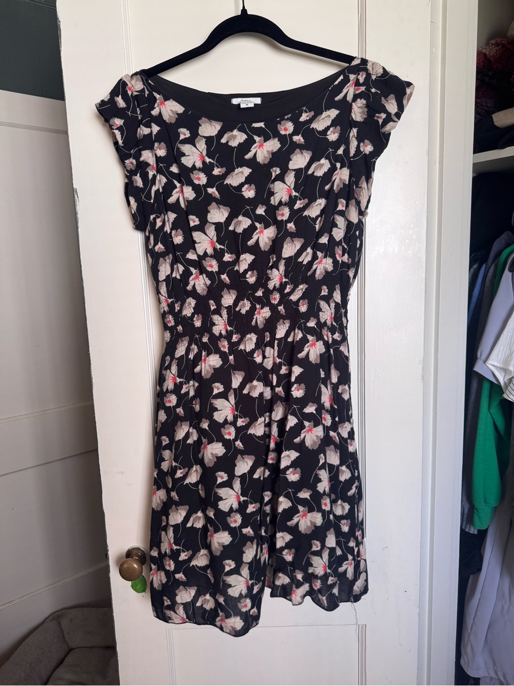 Bar III Floral Black Cap-Sleeve Women’s Dress